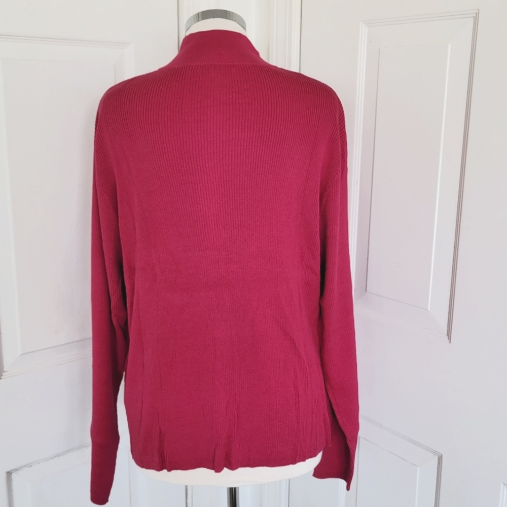 Coldwater Creek Raspberry Rib Knit Mock T Neck 3X NWT - Picture 8 of 9